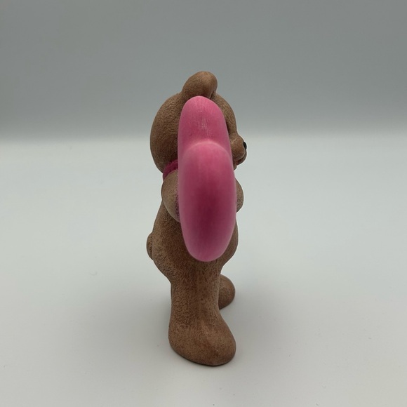 Hand-Painted Ceramic Brown Teddy Bear With Pink “I Love You” Heart Decor - Picture 3 of 7